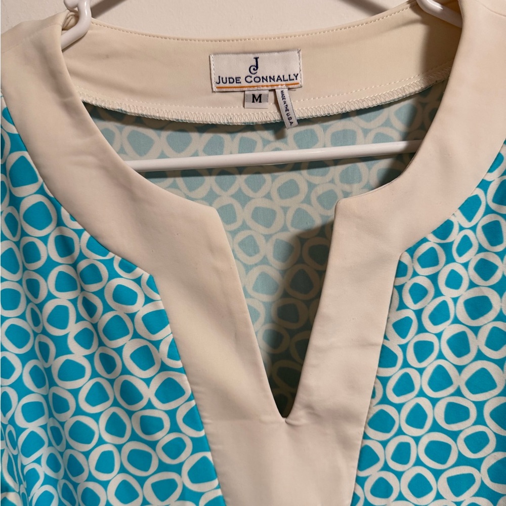 Jude Connally Turquoise and White Geometric Dress Tunic - Picture 2 of 10